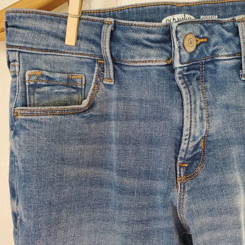 Old Navy Women's 0 Rockstar Super Skinny Medium Wash Jeans - Picture 5 of 6